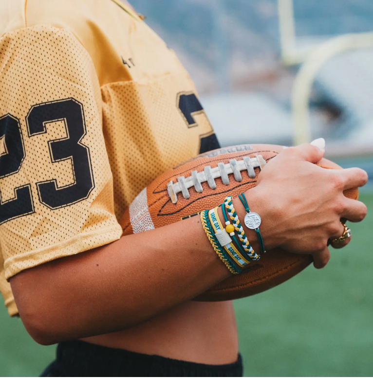 "Game Day" Green & Yellow Hair Tie Bracelets