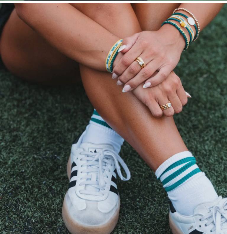 "Game Day" Green & Yellow Hair Tie Bracelets