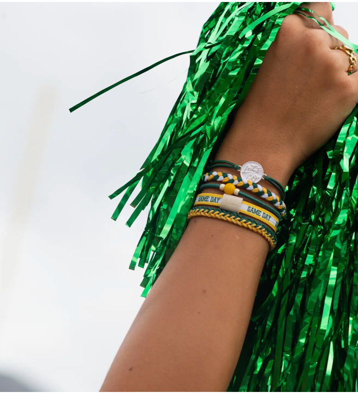 "Game Day" Green & Yellow Hair Tie Bracelets