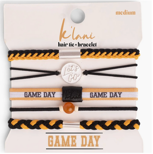 "Game Day" Black & Gold Hair Tie Bracelets