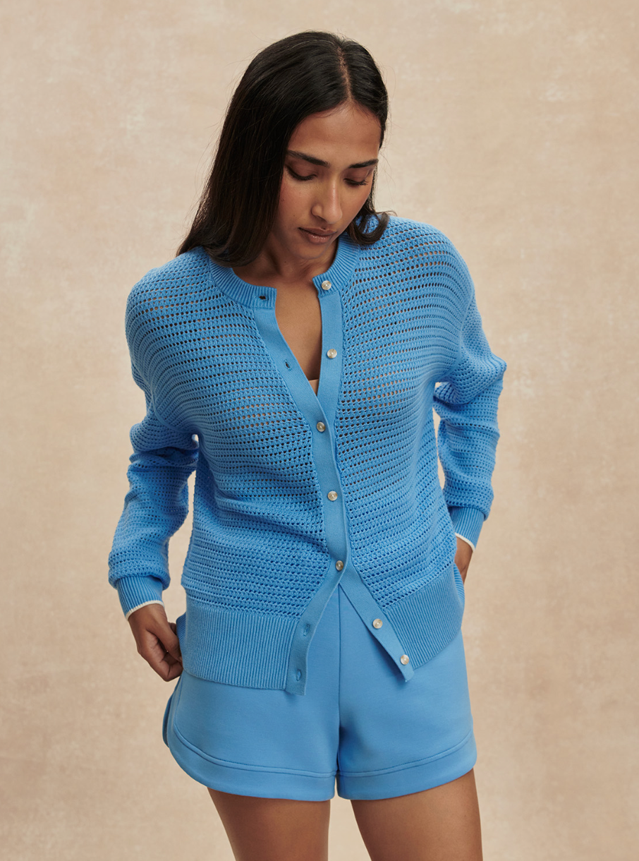 Pembroke Knit Cardigan - Azure Blue