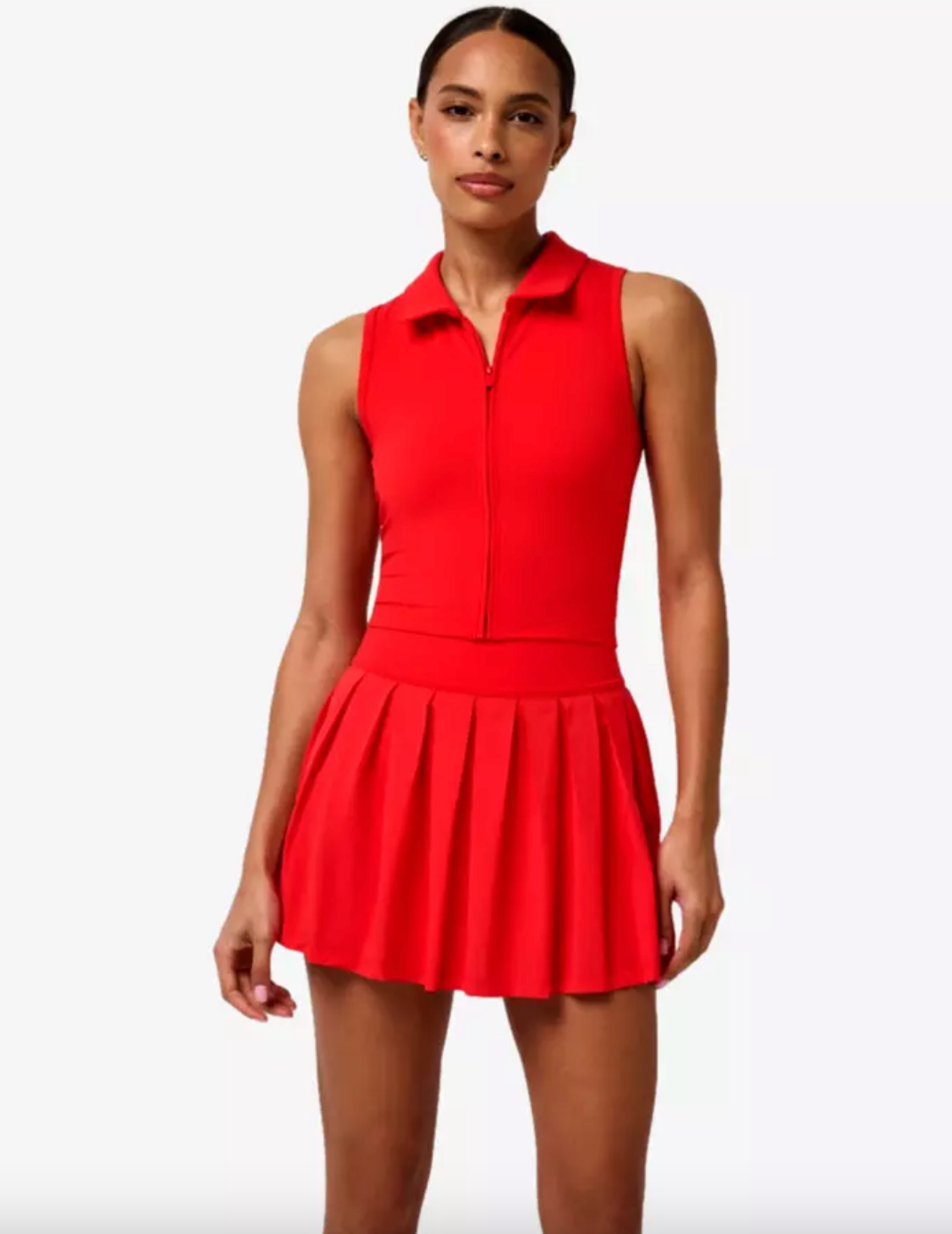 Moveknit Zip Women's Sleeveless Golf Polo Shirt-tomato