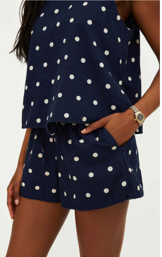 Birkley Short- Navy Polka Dot Linen