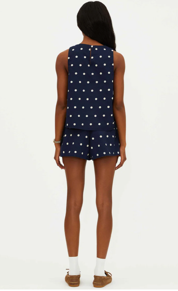 Birkley Short- Navy Polka Dot Linen