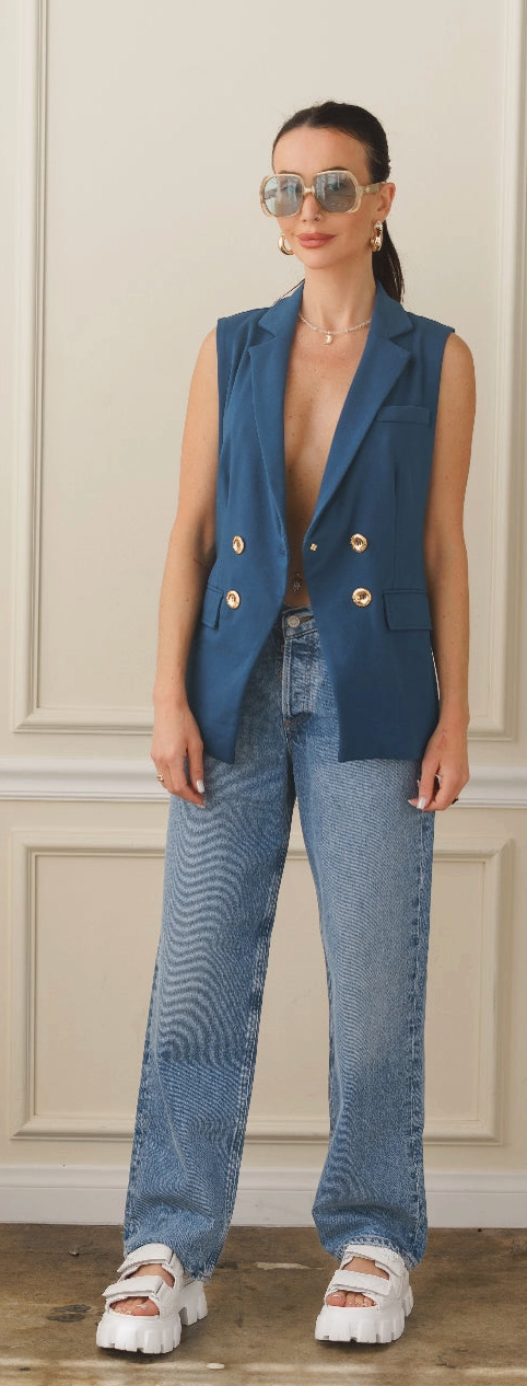 Vanessa Interlock Vest-Sailor