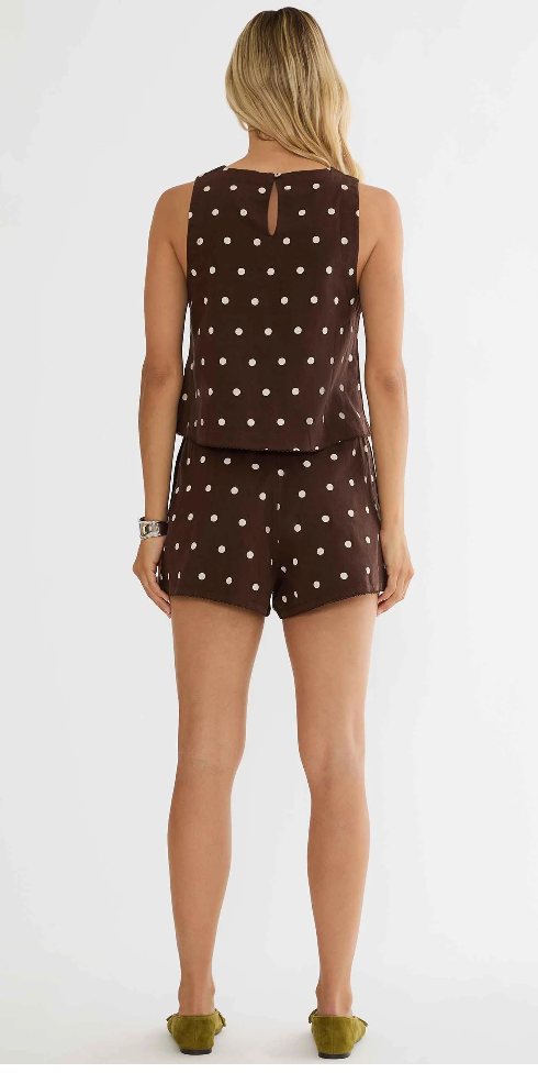 Birkley Short- Brown Polka Dot Linen