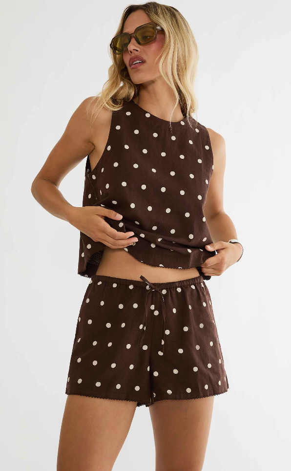 Birkley Short- Brown Polka Dot Linen