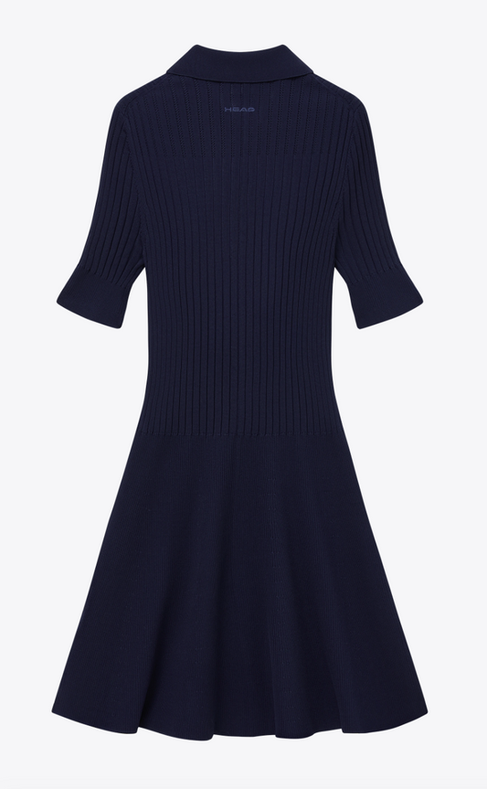 Godet Knit Dress-Navy