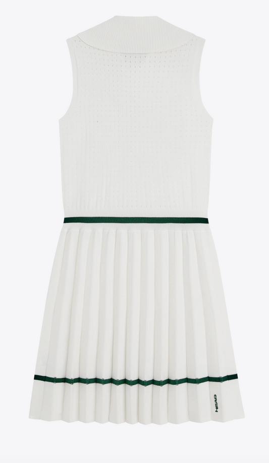 Knit Pleat Dress-White
