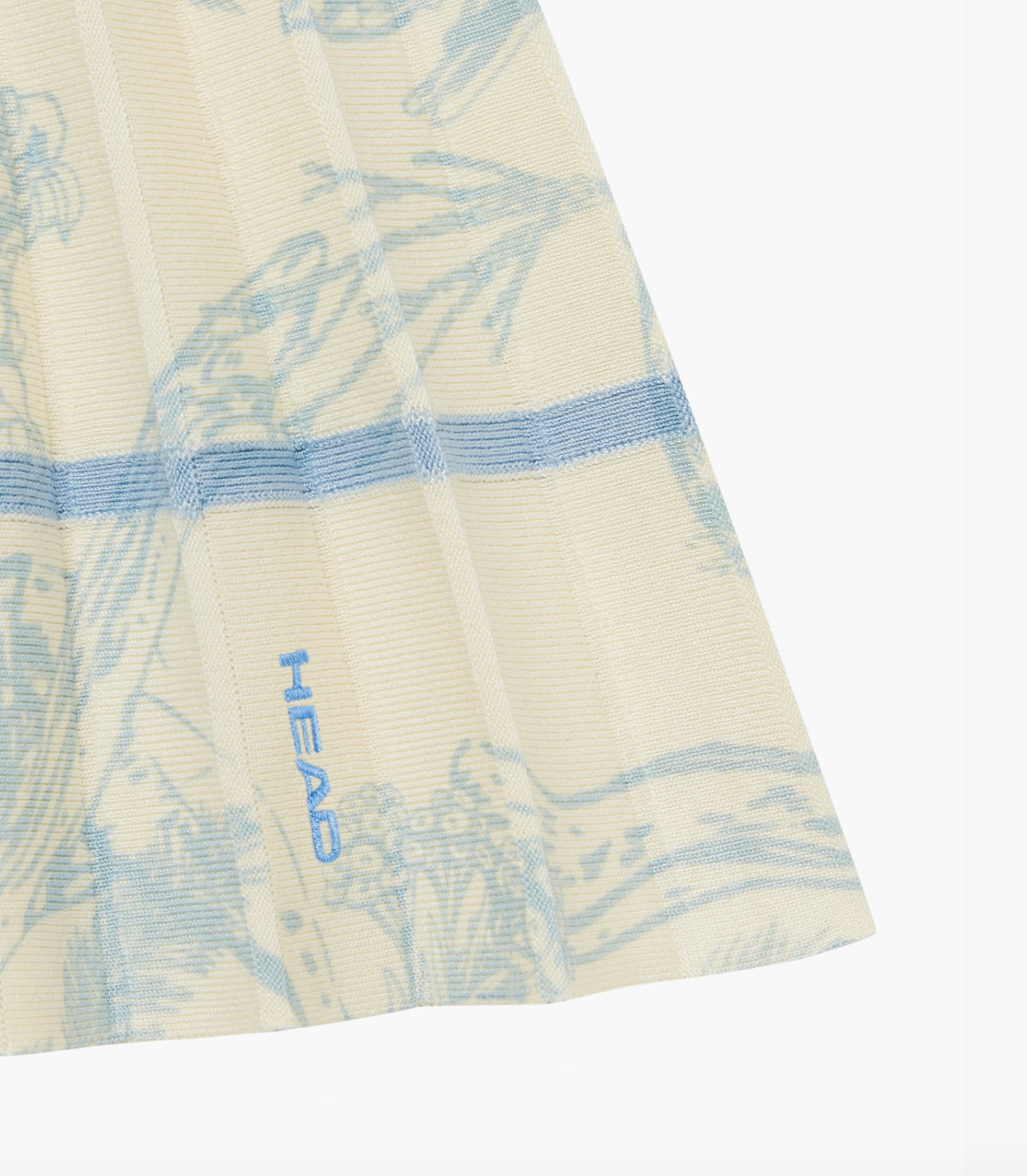 Knit Pleat Dress- Blue Botanical