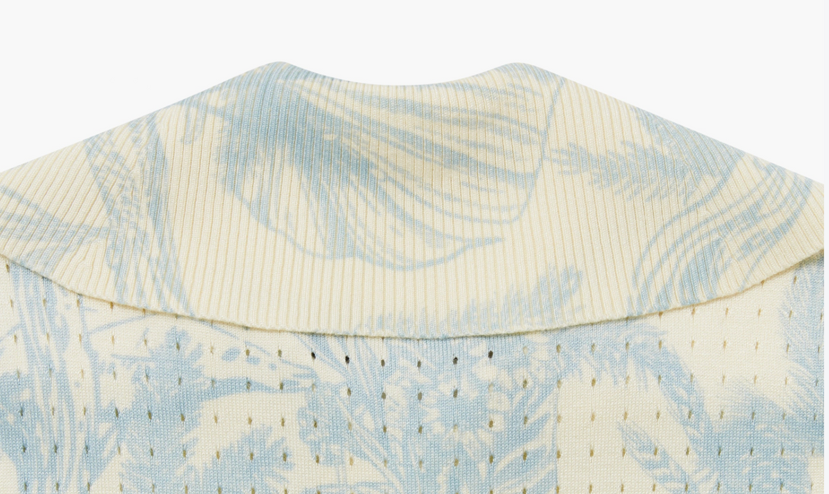 Knit Pleat Dress- Blue Botanical
