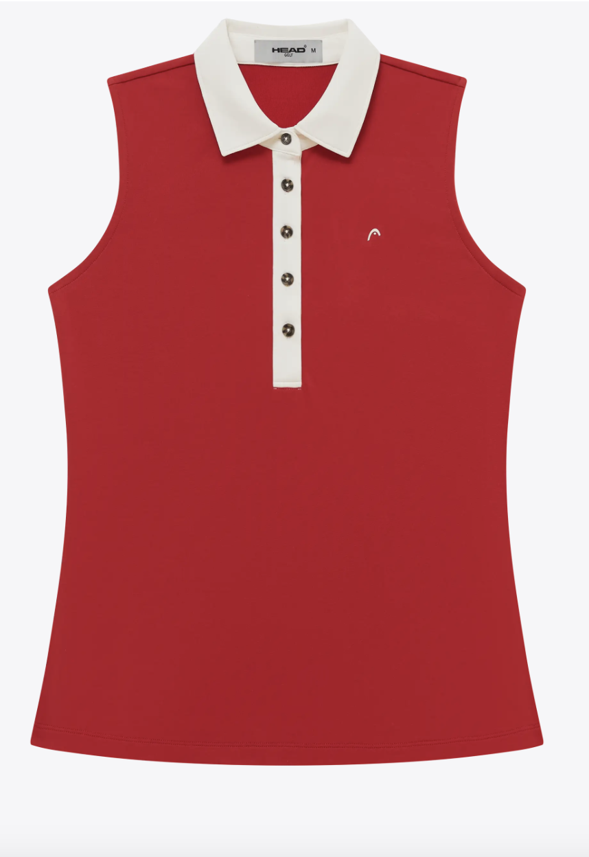 Sleeveless Polo-Red