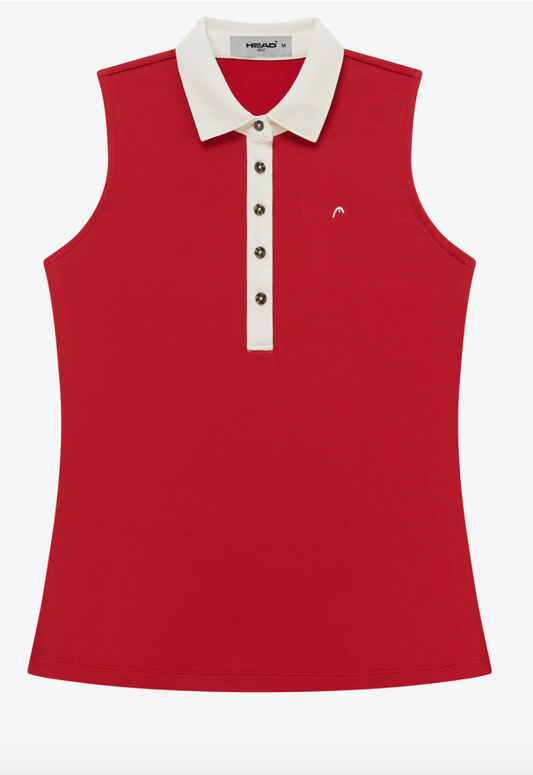 Sleeveless Polo-Red