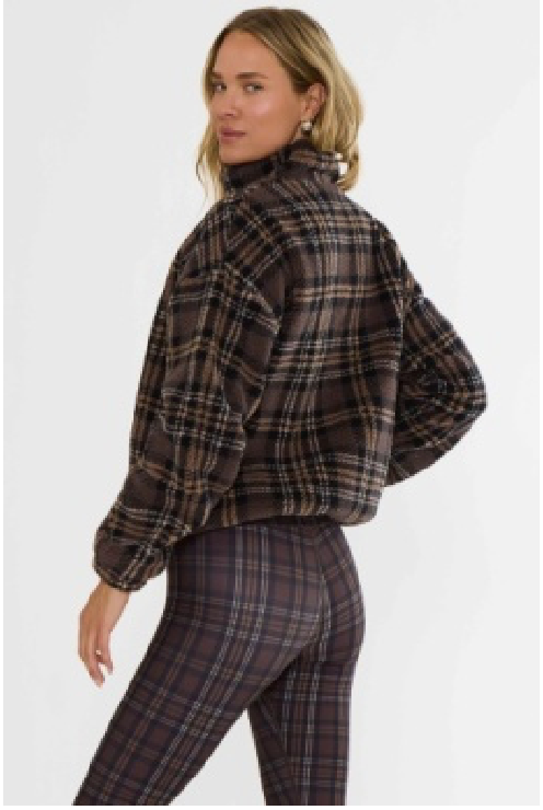 Leona Sherpa-Chocolate Bar Plaid