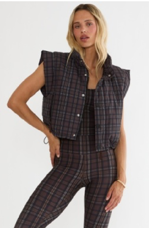 Canyon Puffer Vest-Chocolate Bar Plaid