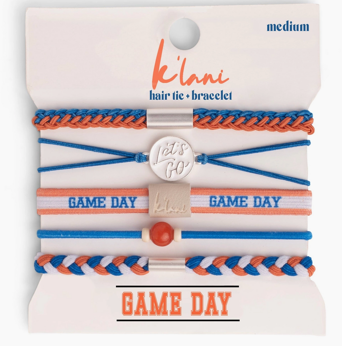 "Game Day" Blue & Orange Hair Tie Bracelets