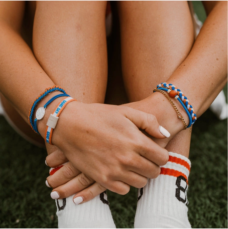 "Game Day" Blue & Orange Hair Tie Bracelets
