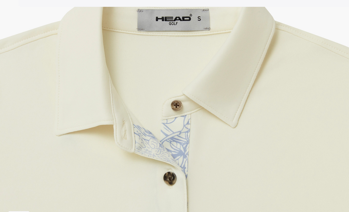 Roll Sleeve Polo- Cream/ Dusty Blue