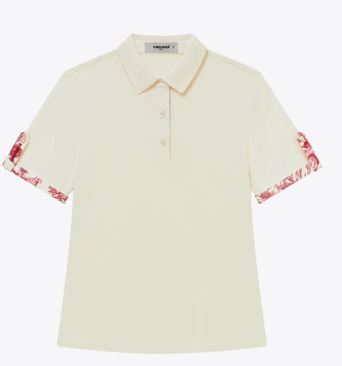 Roll Sleeve Polo- Cream/ Red