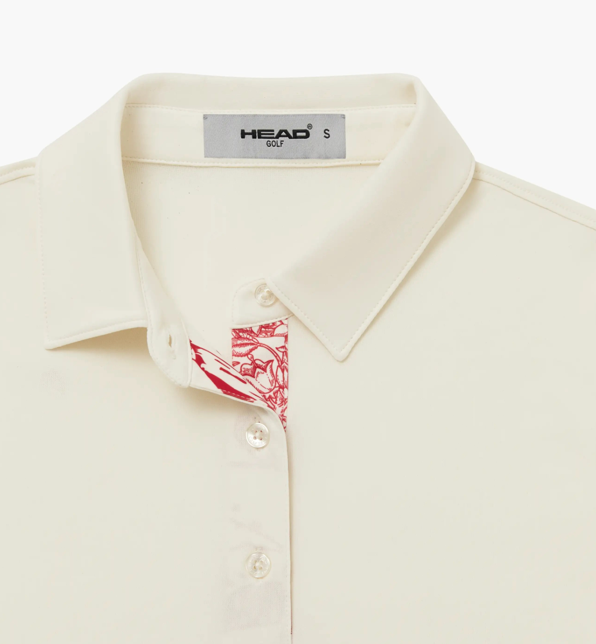 Roll Sleeve Polo- Cream/ Red