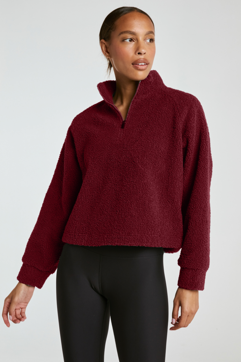 Lucia half zip Sherpa-maroon