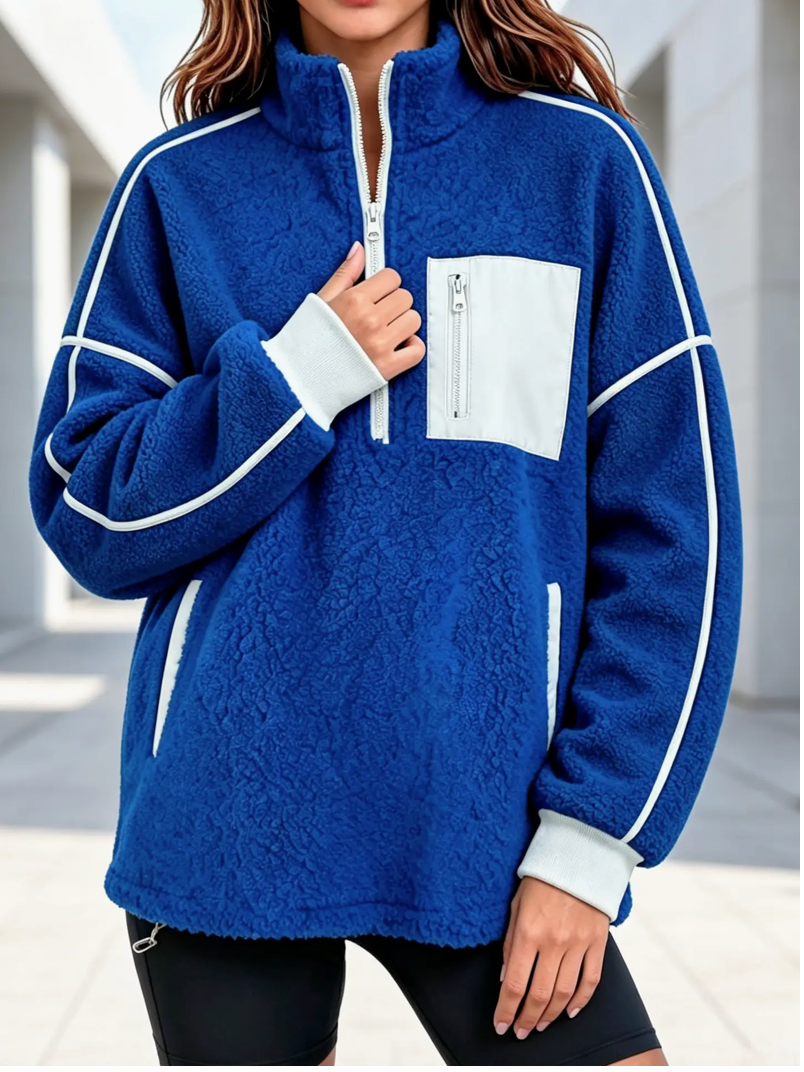 LGCC Contrast Trim Sherpa Fleece Half Zip Jacket