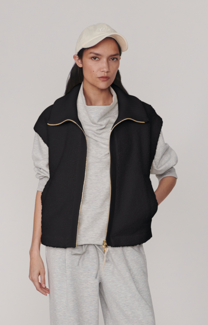 Dominic Sherpa Gilet- Black