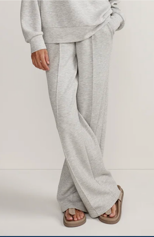 The Wide Leg Pant 28"- light grey marl