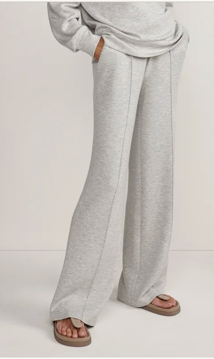 The Wide Leg Pant 28"- light grey marl