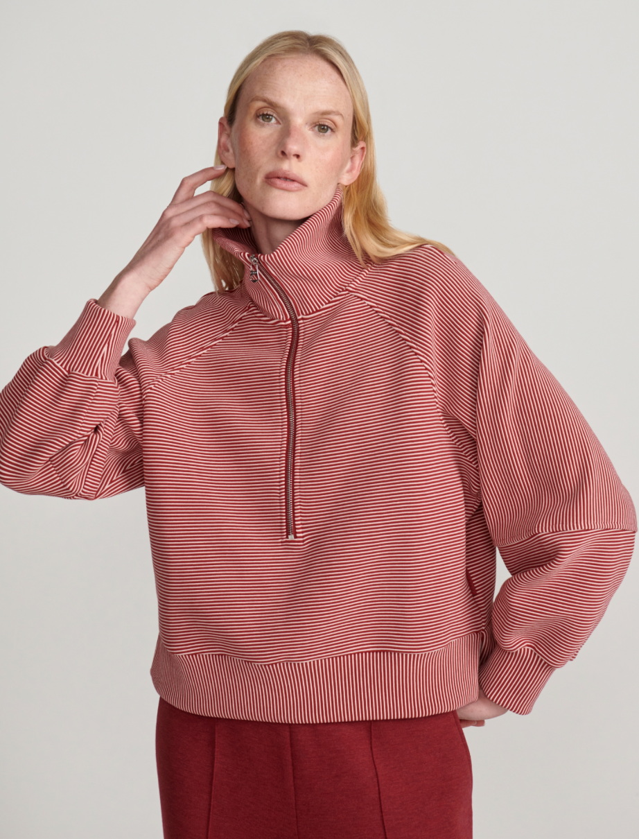 Milano 2.0 Half-Zip Sweat- Winery/Almond Peach