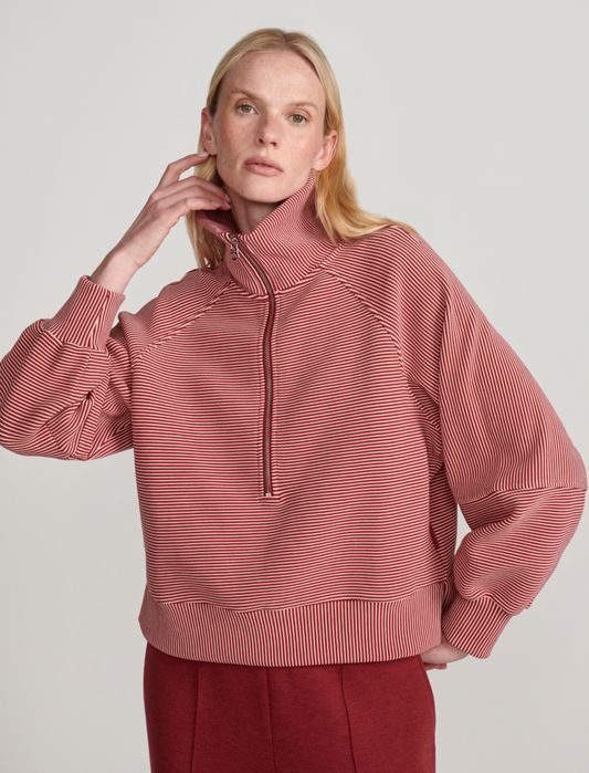 Milano 2.0 Half-Zip Sweat- Winery/Almond Peach
