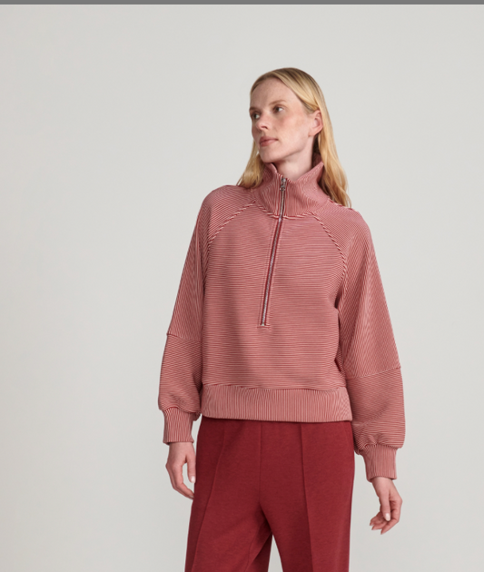 Milano 2.0 Half-Zip Sweat- Winery/Almond Peach