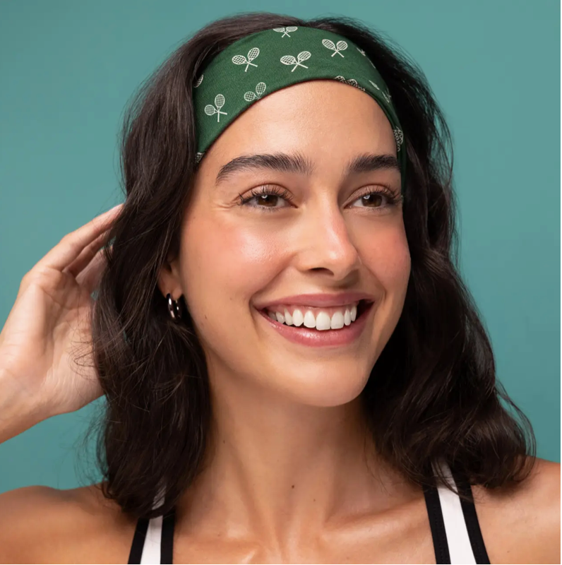 Recycled Fabric Active Headbands 3pc Set- Cream, Court Green & Navy Blue