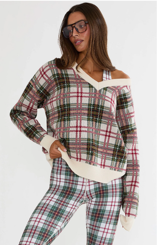 Joey Sweater- Frosted Pine Plaid