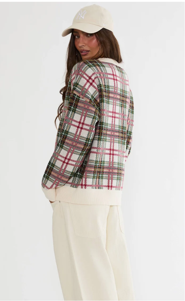 Joey Sweater- Frosted Pine Plaid