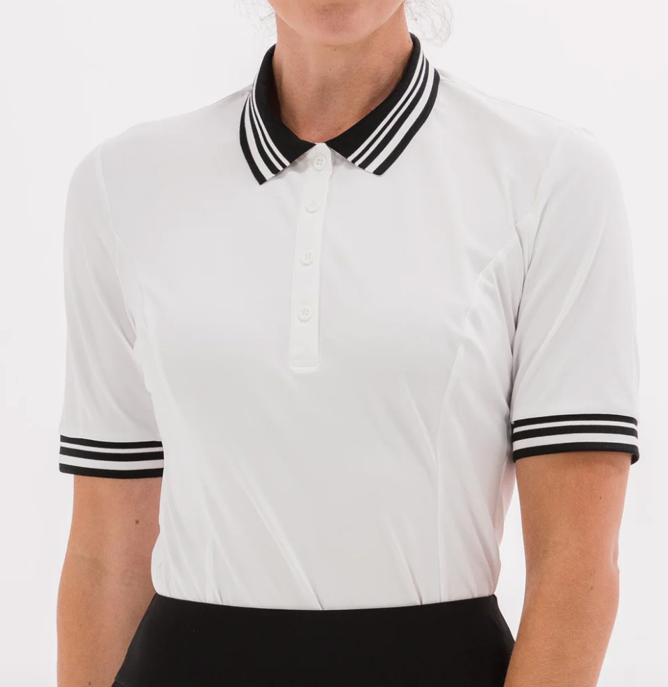Foray Golf Performance Short Sleeve Polo - White/Black - Game Set